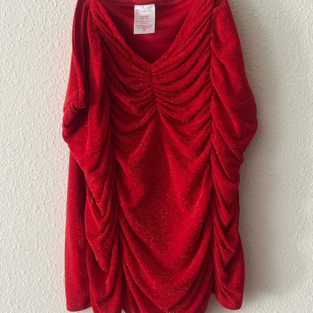Chic Red Top with Glitter Details